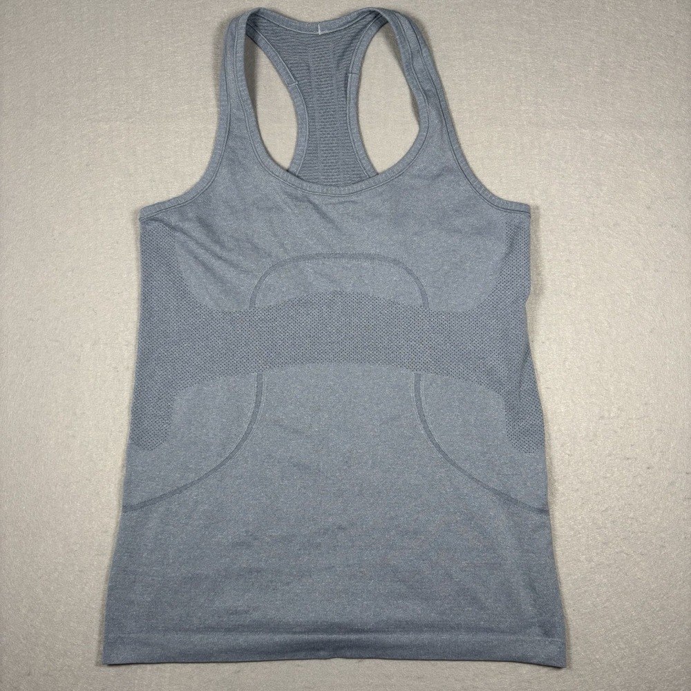 Lululemon Swiftly Tech Racerback Womens Tank Top Size 8 Blue Gray Athletic Gym